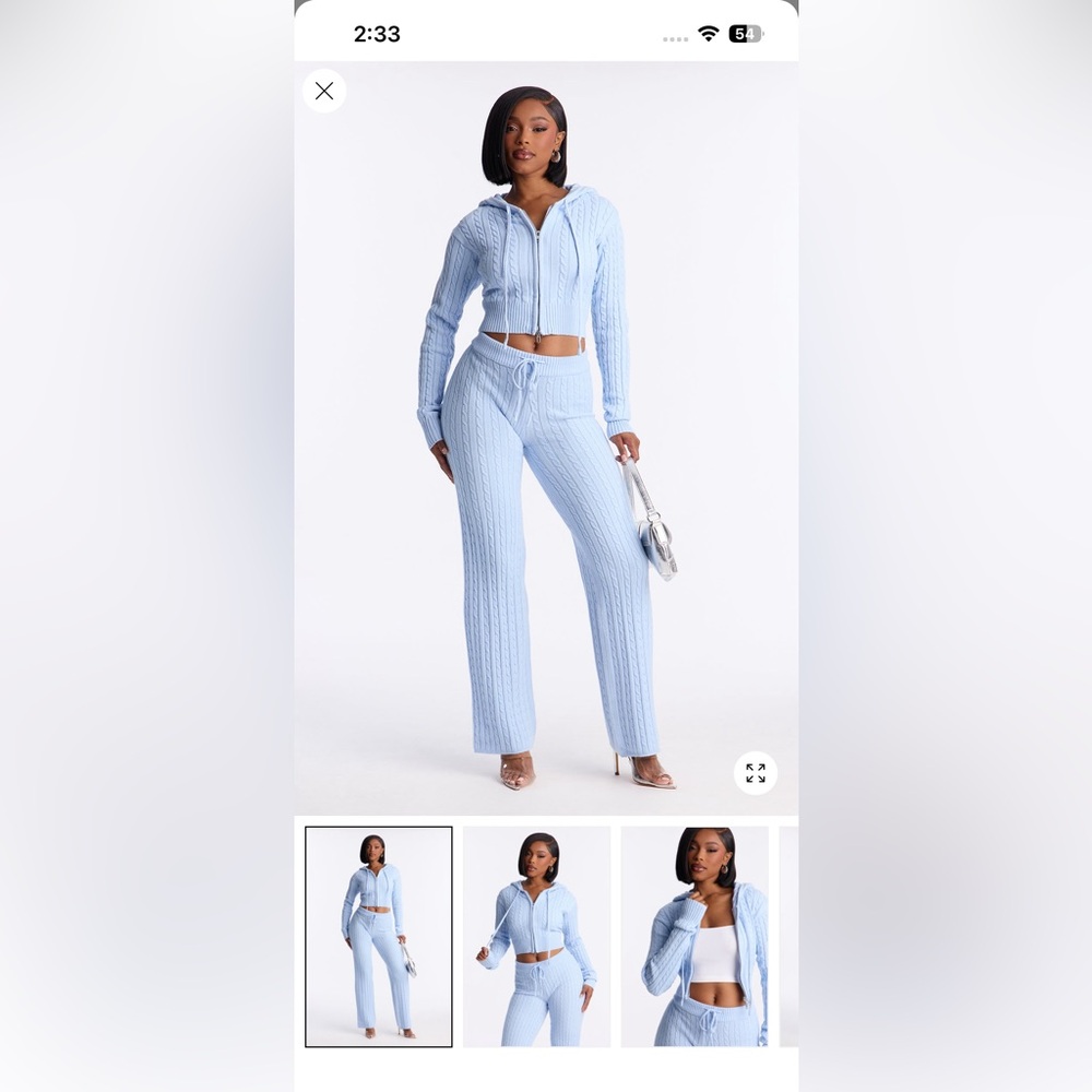Fashion nova Light Blue Knit set medium